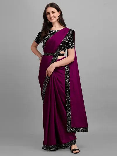 Attractive Silk Blend Saree with Blouse piece 