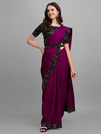 Stylish Purple Art Silk Sequinned Saree with Blouse piece For Women-thumb4