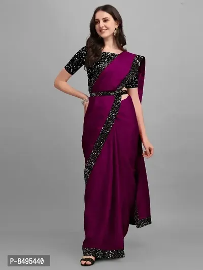 Stylish Purple Art Silk Sequinned Saree with Blouse piece For Women-thumb5