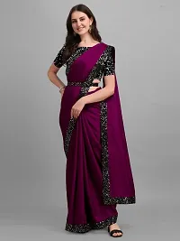 Stylish Purple Art Silk Sequinned Saree with Blouse piece For Women-thumb2