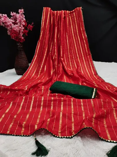 Art Silk Foil Print Piping Border Sarees with Blouse piece