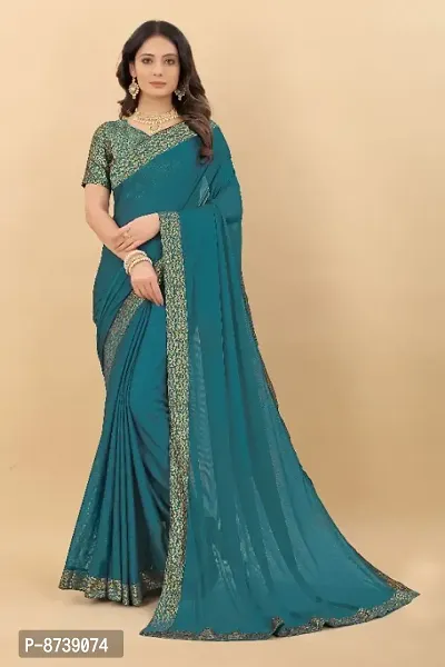 Trendy Teal Art Silk Dyed Sarees For Women