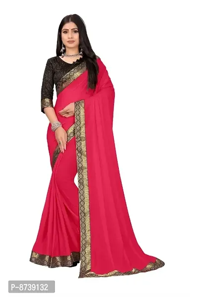 Pink Art Silk Solid Sarees For Women