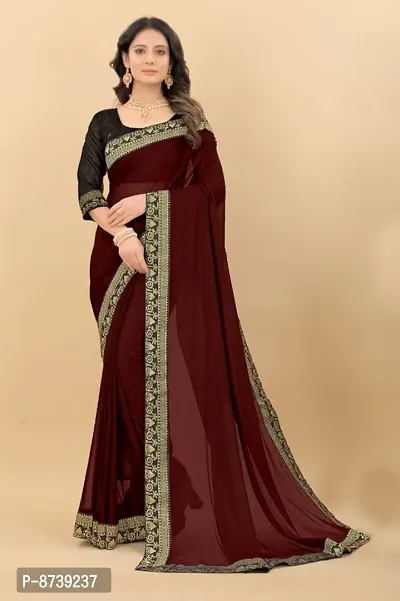 Elegant Coffee Art Silk Dyed Saree With Blouse Piece For Women-thumb0