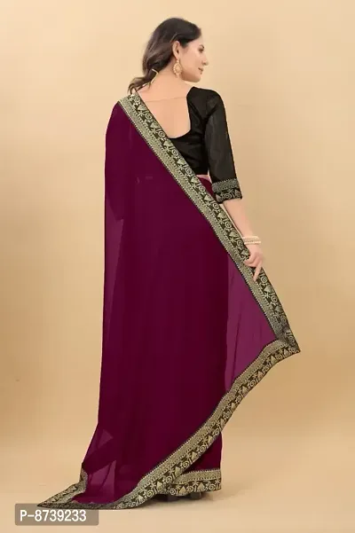 Trendy Wine Temple Lace Solid Art Silk Saree With Blouse Piece-thumb4