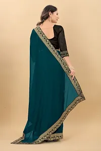 Beautiful Teal Art Silk Dyed Sarees For Women-thumb2