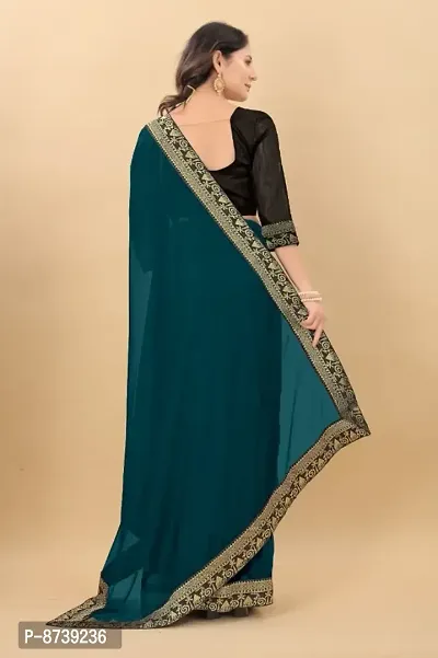 Beautiful Teal Art Silk Dyed Sarees For Women-thumb3