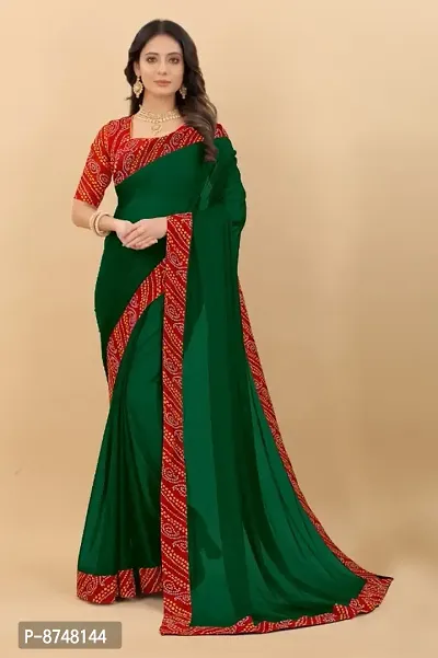 Dark Green Art Silk Solid Sarees For Women