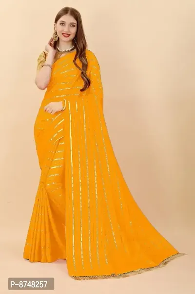 Trendy Orange Art Silk Saree with Blouse Piece For Women-thumb0