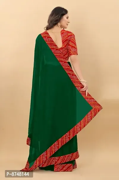 Dark Green Art Silk Solid Sarees For Women-thumb3