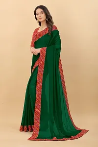 Dark Green Art Silk Solid Sarees For Women-thumb1