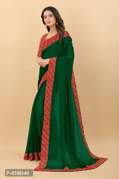 Dark Green Art Silk Solid Sarees For Women-thumb2