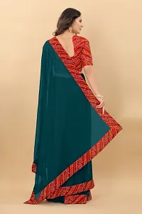 Beautiful Teal Art Silk Dyed Sarees For Women-thumb1