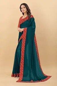 Beautiful Teal Art Silk Dyed Sarees For Women-thumb3