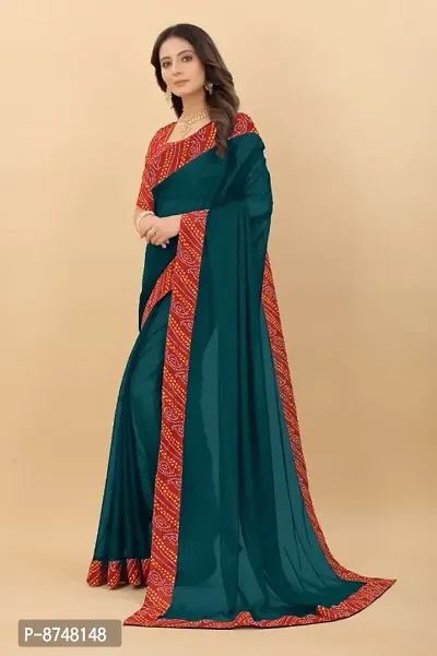 Beautiful Teal Art Silk Dyed Sarees For Women-thumb4