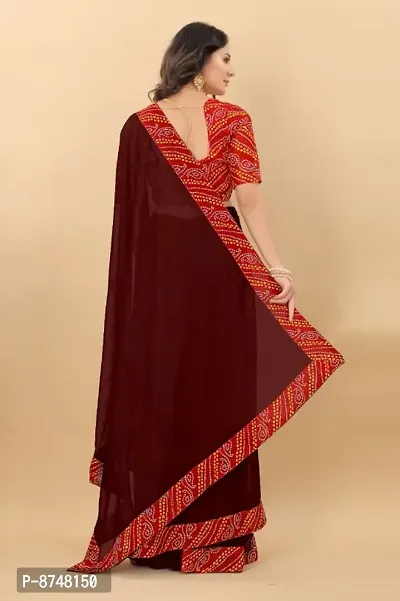 Stylish Coffee Art Silk Dyed Saree with Blouse piece For Women-thumb3