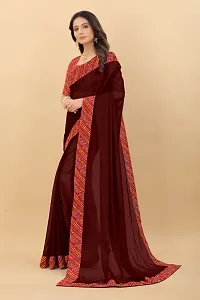 Stylish Coffee Art Silk Dyed Saree with Blouse piece For Women-thumb1