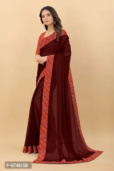 Stylish Coffee Art Silk Dyed Saree with Blouse piece For Women-thumb2