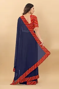 Trendy Navy Blue Art Silk Saree with Blouse Piece for Women-thumb2