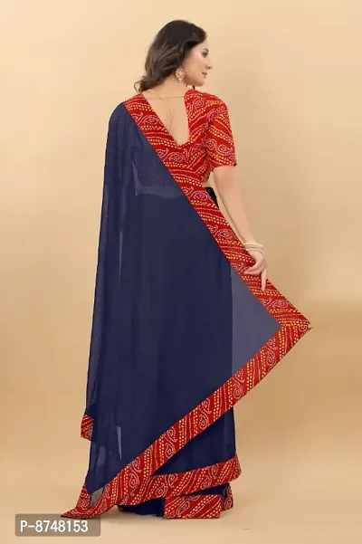 Trendy Navy Blue Art Silk Saree with Blouse Piece for Women-thumb3