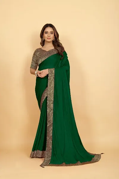 Art Silk Superline Lace Border Sarees With Blouse Piece