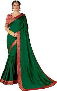 Dark Green Art Silk Dyed Sarees For Women-thumb1