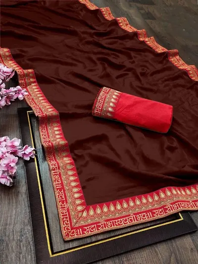 Saubhagyawati Lace Border Thread Work Art Silk Sarees with Blouse Piece