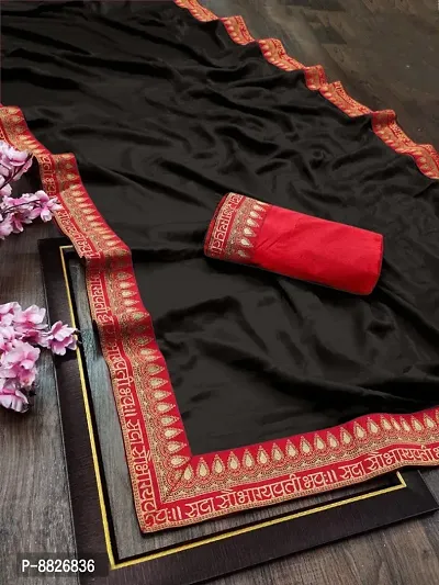 Attractive Art Silk Lace Border Saree with Blouse piece-thumb0