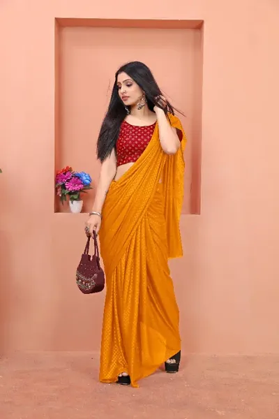 Festive Special Art Silk Embossed Saree With Contrast Blouse Piece