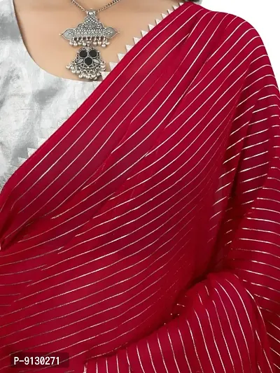 FOIL PRINTED STRIPED SAREE WITH BLOUSE PIECE