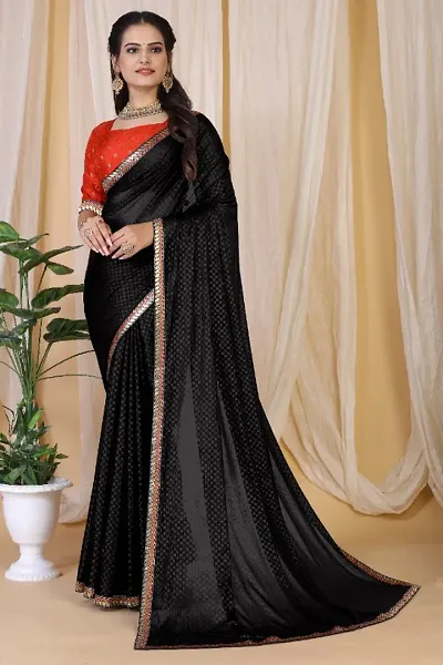 Classic Art Silk Lace Work Saree with Blouse piece