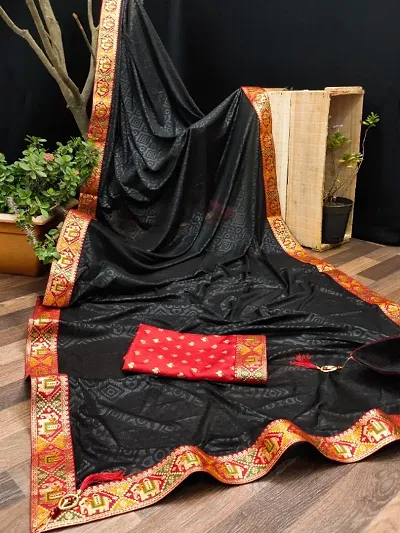 Art Silk Emboss Bandhani Sarees With Blouse Piece