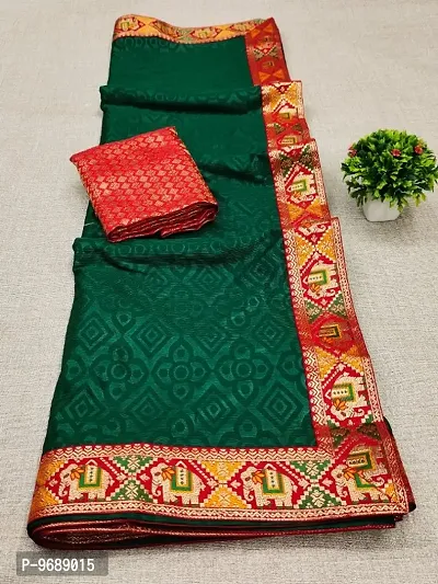 Art Silk Emboss Bandhani Saree With Blouse Piece