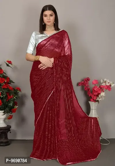 Trendy Art Silk Foil Print Saree with Blouse piece