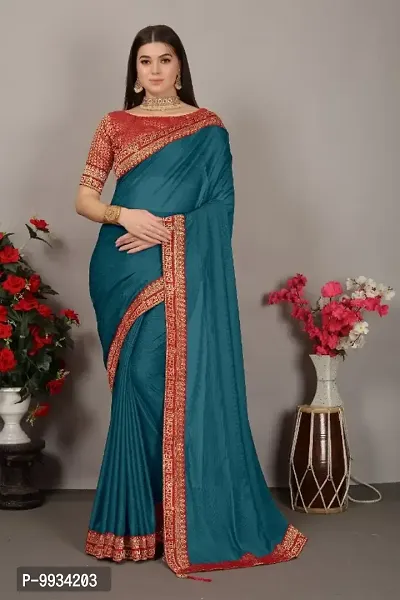 Attractive Art Silk Lace border Saree with Blouse piece-thumb0