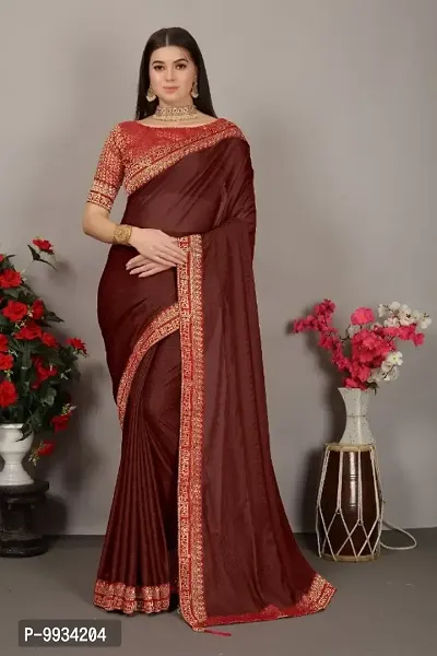 Attractive Art Silk Lace border Saree with Blouse piece