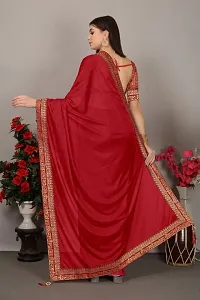 Attractive Art Silk Lace border Saree with Blouse piece-thumb1