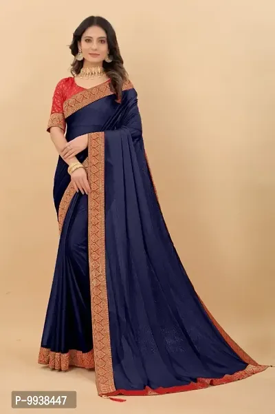 Attractive Silk Blend Lace Work Saree with Blouse piece