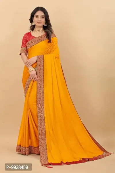 Attractive Silk Blend Lace Work Saree with Blouse piece-thumb0
