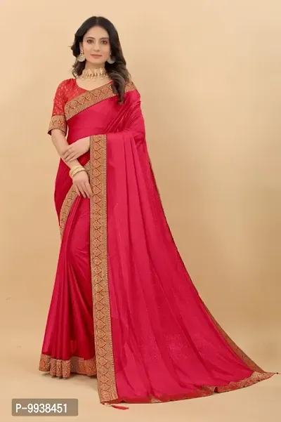 Attractive Silk Blend Lace Work Saree with Blouse piece