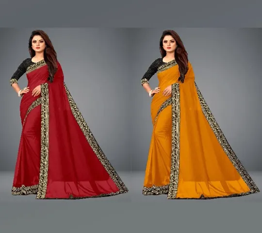 Pack of 2 Beautiful Silk Blend Saree with Blouse piece