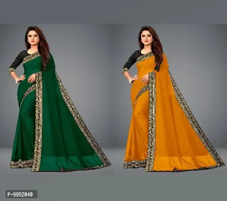 Beautiful Silk Blend Saree with Blouse piece Pack of 2