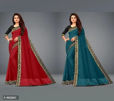 Beautiful Silk Blend Saree with Blouse piece Pack of 2