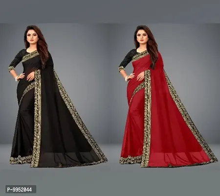 Beautiful Silk Blend Saree with Blouse piece Pack of 2