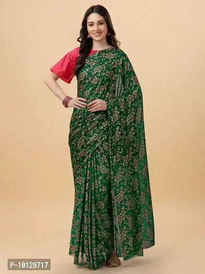 Chiffon Floral Saree With Unstitched Blouse Piece