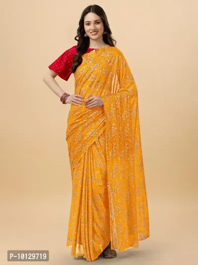 Chiffon Floral Saree With Unstitched Blouse Piece