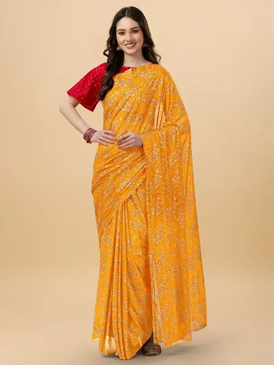 Stylish Georgette Saree with Blouse piece