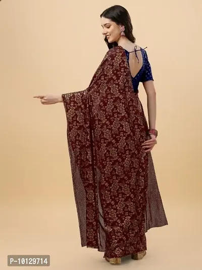 Chiffon Floral Saree With Unstitched Blouse Piece-thumb2