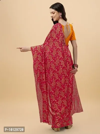 Chiffon Floral Saree With Unstitched Blouse Piece-thumb2