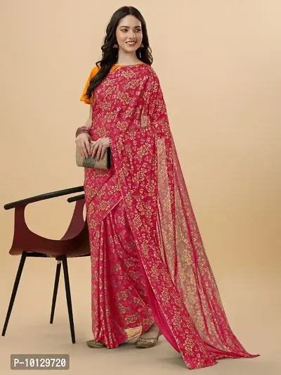 Chiffon Floral Saree With Unstitched Blouse Piece-thumb3